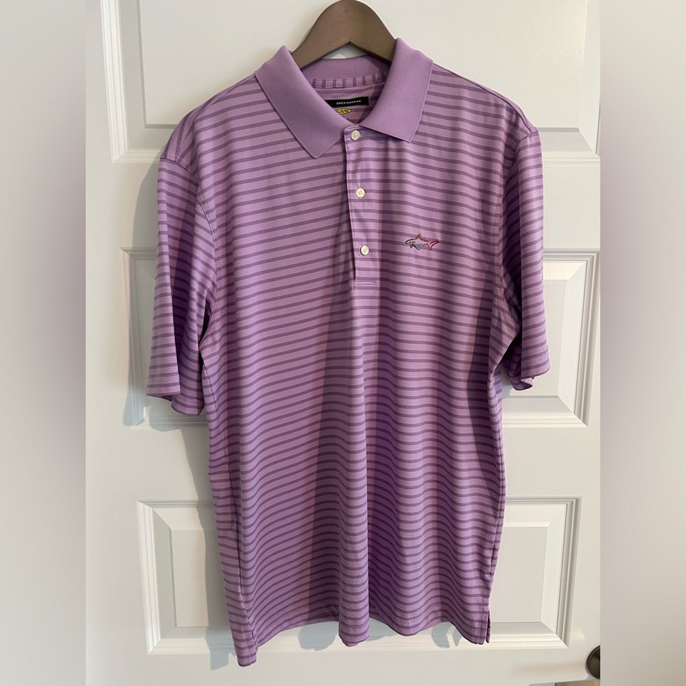 Greg Norman Men’s Polo Shirt Purple Striped Size L